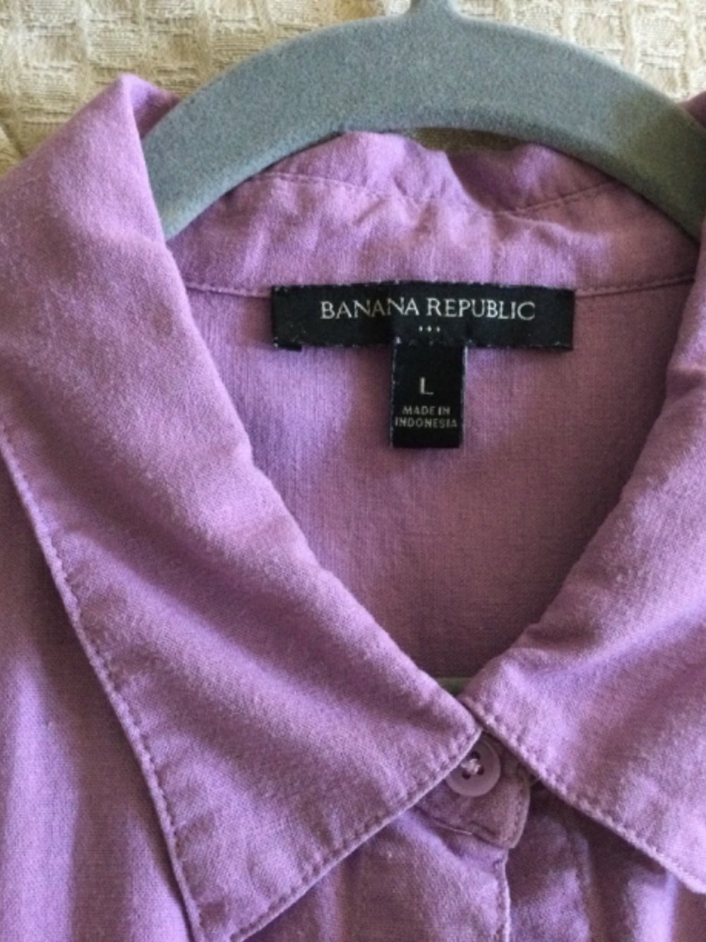 Banana Republic Factory linen blend lilac shirt size L like new - Picture 3 of 7